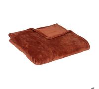 Atmosphera – Plaid Ollis – Flanel doux uni 130x180 cm – Terracotta