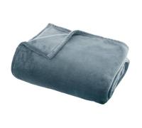 Plaid ""Ollis"" flanelle bleu orage 130x180cm - Atmosphera createur d'interieur