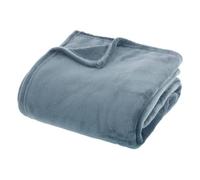 Plaid ""Ollis"" flanelle bleu orage 180x230cm - Atmosphera createur d'interieur