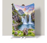 Plaid Orange foncé en Canapé,Douillet Couverture à Cascade de Paysage Naturel Rochers moussus de Automne,Douce Couvertures d'automne Cadeau,Couvre Lit Décoration Intérieur Maison,220x240cm