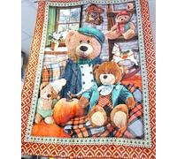 Plaid ou couverture en microfibre très douce avec impression numérique, motif ours avec dos en gaieté, dimensions 130 x 160 cm, nouveauté 2020.