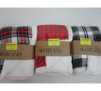 Plaid ou couverture en microfibre très douce motif écossais avec dos agneillé dans toutes les tailles couleurs : rouge+gris+blanc nouveauté 2020 !!!!! (rouge, 150 x 210)