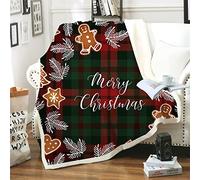 Plaid Pain D'éPice à Carreaux De NoëL Couverture Polaire 150 x 200 cm en Microfibre Douce Grande Chaude Imprimée Couverture Voyage Hiver Décorative pour Lit et Canapé Double Face Blanket 4 Saisons