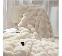 Plaid peluche bulle en microfibre, doux et moelleux, usage voyage/canapé/lit toute saison, dimensions 100 x 160 cm, beige Label