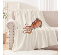 Plaid personnalisé 150x200 cm Poisson De Ligne De Dessin Animé Grand Plaid Couverture légère en Polyester pour lit canapé Voyage Camping Bureau, Douce Chaude pour l'intérieur EM2130-268