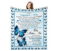 Plaid Personnalisé Couverture à Ma Fille, Doux Chaud dhiver Couverture Message Lettre en Français Idée Cadeau Noël - Encourager Et Aimer, Cadeau Noel/Anniversaire pour à Ma Fille