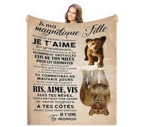 Plaid Personnalisé Couverture à Ma Fille, Doux Chaud dhiver Couverture Message Lettre en Français Idée Cadeau Noël - Encourager Et Aimer, Cadeau Noel/Anniversaire pour à Ma Fille