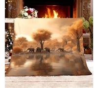 Plaid personnalisé Doux Polaire 140x180 cm éLéPhant du Lac Jungle Plaid personnalisé Photo Texte, Cadeau Insolite Original utile Brun pour la Deco de la Maison Couverture Couvre lit