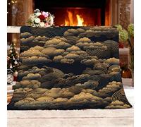 Plaid personnalisé Doux Polaire 140x180 cm Nuages De Bon Augure Chinois Plaid personnalisé Photo Texte, Cadeau Insolite Original utile Noir pour la Deco de la Maison Couverture Couvre lit