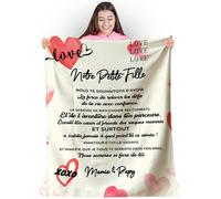 Plaid personnalisé Doux pour Offrir à sa Petite-Fille de la Part de Mamie et Papi.Idée Cadeau Couverture, Couvre lit Deco 130x150cm