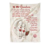 Plaid personnalisé Doux pour Offrir à Son Petit-Fils de la Part de Mamie, Idée Cadeau Original utile pour Un Anniversaire, Doux et Chaud(Grandson A,50in*60in)