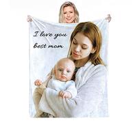 Plaid Personnalisé Photo,Couverture Personnalisée Avec Texte Photo Collage de Mots Couvertures Personnalisées, Cadeaux de Souvenir D'anniversaire Couverture Personnalisée Pour Père, Maman, Enfants