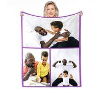 Plaid Personnalisé Photo,Couverture Personnalisée avec Texte Photo Collage de Mots Couvertures Personnalisées, Cadeaux de Souvenir d'anniversaire Couverture Personnalisée pour Père, Maman, Enfants