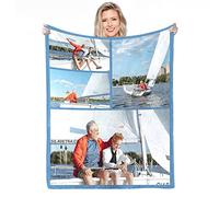 Plaid Personnalisé Photo,Couverture Personnalisée Avec Texte Photo Collage de Mots Couvertures Personnalisées, Cadeaux de Souvenir D'anniversaire Couverture Personnalisée Pour Père, Maman, Enfants