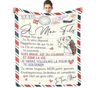 Plaid Personnalisée Cadeau à Mon Fils de la Part de Maman, Cadeaux Couverture d'anniversaire pour à Mon Fils, Plaid en Flanelle à Mon Fils Cadeau de Mariage Cadeaux de Graduation de Noël