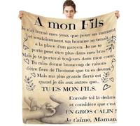 Plaid Personnalisée Cadeau à Mon Fils de la Part de Maman, Cadeaux Couverture d'anniversaire pour à Mon Fils, Plaid en Flanelle à Mon Fils Cadeau de Mariage Cadeaux de Graduation de Noël