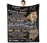 Plaid Personnalisée Cadeau à Mon Fils de la Part de Papa, Cadeaux Couverture d'anniversaire pour à Mon Fils, à Mon Fils Cadeau de Mariage Cadeaux de Graduation de Noël, Cadeau 18 Ans Fils