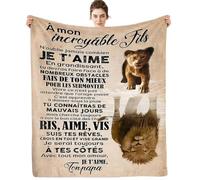 Plaid Personnalisée Cadeau à Mon Fils de la Part de Papa, Cadeaux Couverture d'anniversaire pour à Mon Fils, à Mon Fils Cadeau de Mariage Cadeaux de Graduation de Noël, Cadeau 18 Ans Fils