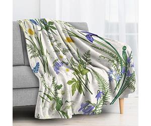 Plaid Plante Couverture Polaire 200x200 Fleur - Plaid Canape Hiver en Chaud et Doux, Couverture 2 Personnes en Flanelle Peluche 270 GSM, Couvertures et Plaids pour Canapé et Lit, Jeté de Canape