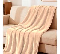 Plaid Polaire 145 x 200 cm Moelleuse et Chaude Couverture en Polaire Polyvalente pour Printemps Automne Canapé Ou Lit, Blanc cassé