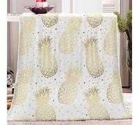 Plaid Polaire 150x200 Ananas Couverture Polaire, Fruit Flanelle Epaisse Plaid Canape, Doux Jete de Canape, Microfibre Couverture Lit 2 Personnes, Chaude Couverture Plaid pour Les Adultes/Animaux