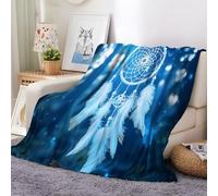 Plaid Polaire 200 x 220 cm Attrape-rêves Style rêve Douce Flanelle Couverture Bleu Microfibre, Plaid Canape Grande Taille Jeté de Canapé, Réversible Peluche Couverture