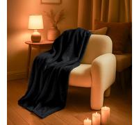 Couverture, plaid polaire 220 x 240 cm en flanelle ultra doux - Noir Noir