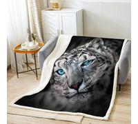 Plaid Polaire 220x240 léopard des neiges Couverture Polaire, Animal Flanelle Epaisse Plaid Canape, Doux Grand Plaid Chaud, Microfibre Couverture Lit 2 Personnes, Couverture Plaid pour Les Adultes