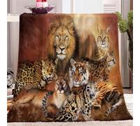 Plaid Polaire 220x240 Lion Couverture Polaire, Animaux Sauvages Flanelle Epaisse Plaid Canape, Doux Grand Plaid Chaud, Microfibre Couverture Lit 2 Personnes, Couverture Plaid pour Les Adultes/Animaux