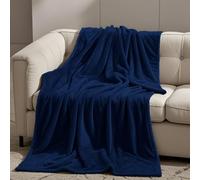 Plaid Polaire 50 x 150 cm Flanelle Doux et Chaude Couverture Jetée de Canapé Polyester pour Chambre Canapé Voyage, Bleu Foncé