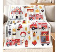 Plaid Polaire bâtiment de la caserne de Pompiers 150 x 200 cm Couverture Flanelle Douce et Chaude Rouge Jeté de Canapé Couvre-lit Couverture de Voyage Adultes Enfants