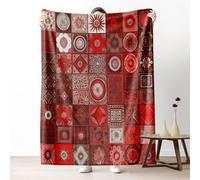 Plaid Polaire Bohème Géométrique Patchwork 220x240, Couverture Ethnique Indien Traditionnel 2 Personnes, Jete de Canape Grande Taille Chaude Légère, Couverture Lit Microfibre pour Pique Nique Camping