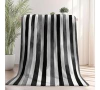 Plaid Polaire Canape Couverture, Aquarelle Simple Rayures Imprimée Motif Couvertures Lit en Flanelle, Hiver 100×130 cm Microfibre Douce Et Chaude Gris Couverture de canapé