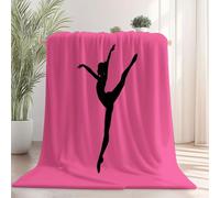 Plaid Polaire Canape Couverture, Simple Ballerine Dessin animé Imprimée Motif Couvertures Lit en Flanelle, Hiver 100×130 cm Microfibre Douce Et Chaude Rose Couverture de canapé