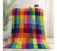 Plaid Polaire Canape Couverture, Simple Rayures Écossais Imprimée Motif Couvertures Lit en Flanelle, Hiver 180×200 cm Microfibre Douce Et Chaude Rose Rouge Couverture de canapé