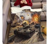 Plaid Polaire Chars de Guerre 100 x 130 cm Couverture Peluche Douce et Légère, Chaude et Confortable pour Lit, Salon ou Chambre d’Enfant