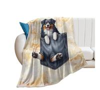 Plaid Polaire Chien De Poche Drôle Qui Regarde en Bas, Berger Australien Couverture en Flanelle Personnalisée Douce Jeté De Canapé, pour Mariage, La Famille, Sommeil, 100x125cm