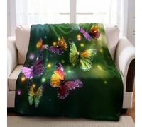 Plaid Polaire Couleurs de rêve de Papillon 100 x 130 cm Imprimé 3D Couverture Flanelle Douce et Moelleuse pour Canapé et Lit, Enfant et Adulte