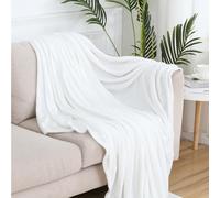Plaid Polaire, Couverture Polaire Flanelle 150 x 180 cm Flanelle Doux et Chaud, Lavable et Parfaite Couette Lestée Couverture de Relaxation pour Le Lit, Le Canapé, Le Sofa, Lit et Salon, Blanc