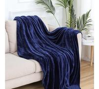 Plaid Polaire, Couverture Polaire Flanelle 80 x 220 cm Polyester, Pelucheuse et Douce, Entretien Facile Couvre-Lit Multi-Usages Canapé pour Le Lit, Le Canapé, Le Sofa, Lit et Salon, Bleu Foncé
