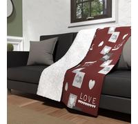 Soleil d'ocre Plaid Polaire Microfibre doublé Sherpa 120X160 cm Love Rouge