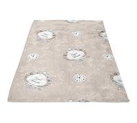 Plaid polaire microfibre imprimé 110x170 cm ESPRIT DE FAMILLE taupe,