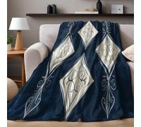 Plaid Polaire Motif Abstrait en Losange 150 x 200 cm Couverture Flanelle 3D Lit Jeté de Canapé Doux pour Adultes Enfants