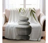 Plaid Polaire Pierre d'art à Feuilles Vertes 100 x 130 cm en Flanelle Couverture Microfibre Douce pour Enfant, Ado et Décoration de Chambre