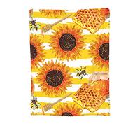 Plaid Polaire Rayures Jaunes d'abeille Tournesol Flanelle Couverture Douce Chaud Couvre Lit, pour Adulte, Enfant, Mariage, 125x150cm