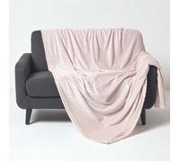 HOMESCAPES Plaid Polaire Mora à Motif Chevrons, Plaid Rose Ultra Doux, Couverture Polaire 130 x 160 cm