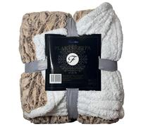 Plaid polaire Sherpa à Effet Côtelé, double face, chaud, ultra doux et moelleux - L'accessoire idéal pour réchauffer vos soirées d'hiver - 160x210 cm - Plusieurs coloris disponibles (Beige zébré)