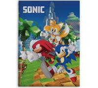 Plaid polaire - Sonic the Hedgehog - 100 x 140 cm - Design Tails et Knuckles - Lavable - Bleu