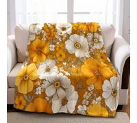 Plaid Polaire Style bohème Floral 180 x 220 cm en Flanelle Microfibre Couverture Douce et Chaude, Couvre-Lit pour Enfant et Adulte