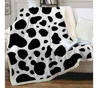 Plaid Polaire Vache Noir Et Blanc Plaid Couverture Polaire Couverture en Flanelle Épaisse Douce et Confortable,Plaid Polaire Sherpa Couverture Laine Plaid pour Canapé(130x150cm)